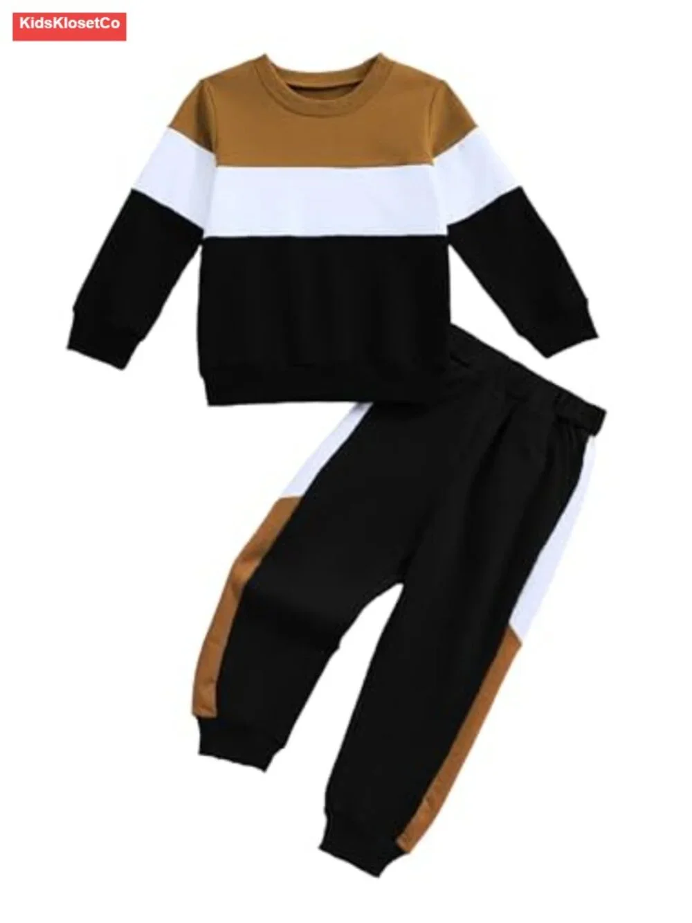 Boys Color Block Sweatshirt and Pants 2 Piece Set Soft Cotton Blend